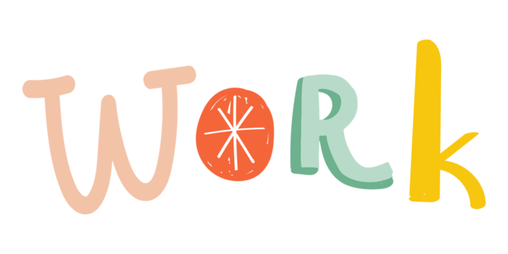 Work doodle word colorful png clipart