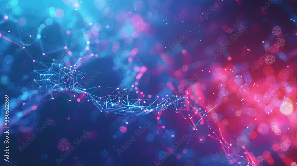 Poster a 3d illustration of a neural network. it includes big data and cybersecurity. it suggests a data st
