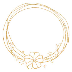 Png floral round frame gold effect