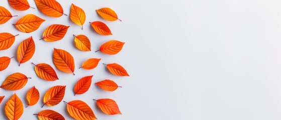 Bright autumn leaves arranged on a clean white background, perfect for seasonal designs and nature-themed projects.
