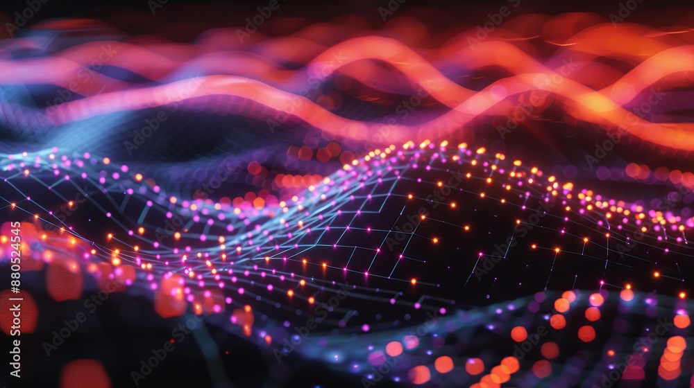 Poster technology background. abstract background with connecting dots and lines. 3d rendering. 4k resoluti