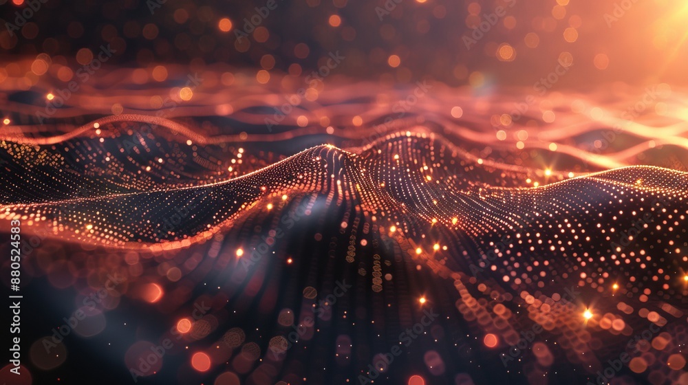 Poster a dark background with dots and lines connected to each other. abstract background. 3d rendering. 4k