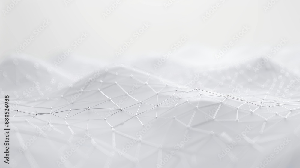 Poster a futuristic abstract white background with connecting dots and lines. 4k rendering.