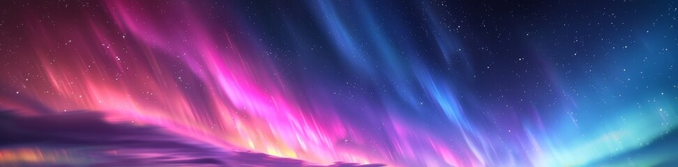 Obraz premium A vibrant display of the Northern Lights with shades of pink, purple, and blue streaking across the night sky