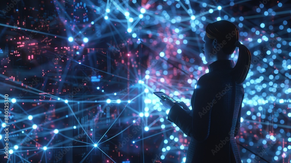 Poster using 3d rendering to connect tech devices