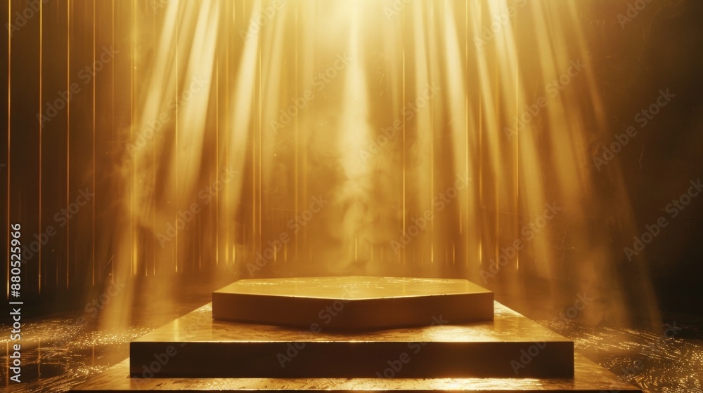 Poster a stage with a light beam emerging from it