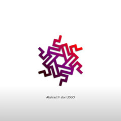 abstract F star or circle logo design