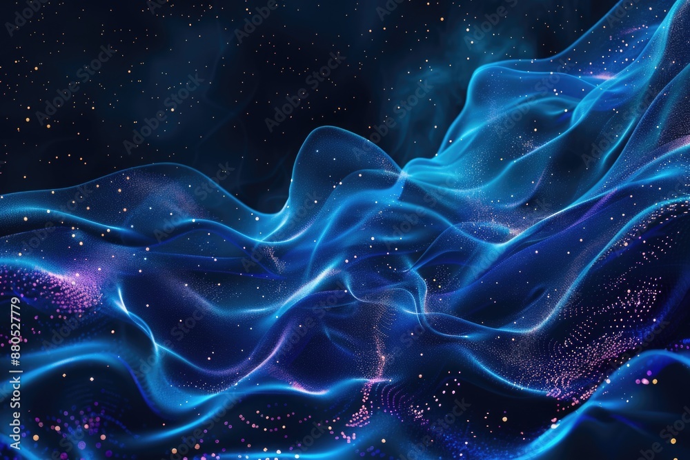 Aufkleber A blue and black background with stars and waves, suitable for use in space-themed designs or as a unique visual element