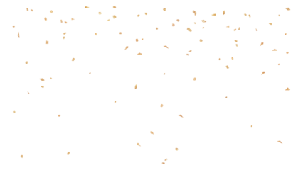Png birthday confetti background, gold design, transparent background