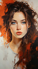 A Vintage Art Sketch Painting Of A Pretty Young Lady Portrait On Canvas