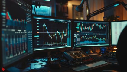 stock market charts, cinematic