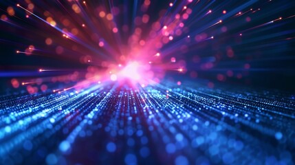 Obraz premium Conceptual illustration of high-speed line with abstract technology background and digital fiber