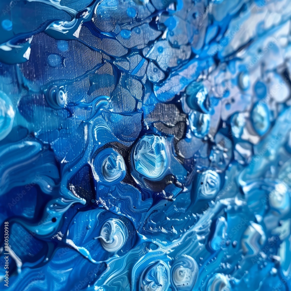 Wall mural stream of blue oils macro