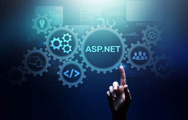 Fototapeta premium ASP.NET Development programming language concept on virtual screen.