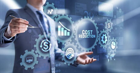 Cost reduction business finance concept on virtual screen.