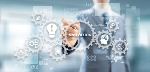 Innovation business and technology concept on virtual screen. Innovate creative process.