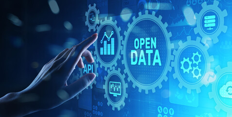 Open data database integration api internet technology concept.