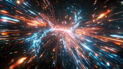 Fototapeta premium Hyperdrive image of space design background Hyper jump in space. 3D rendering