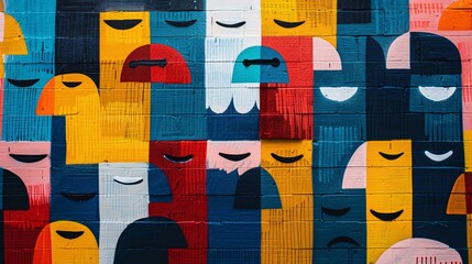 Naklejka premium Colorful Abstract Street Art of Faces