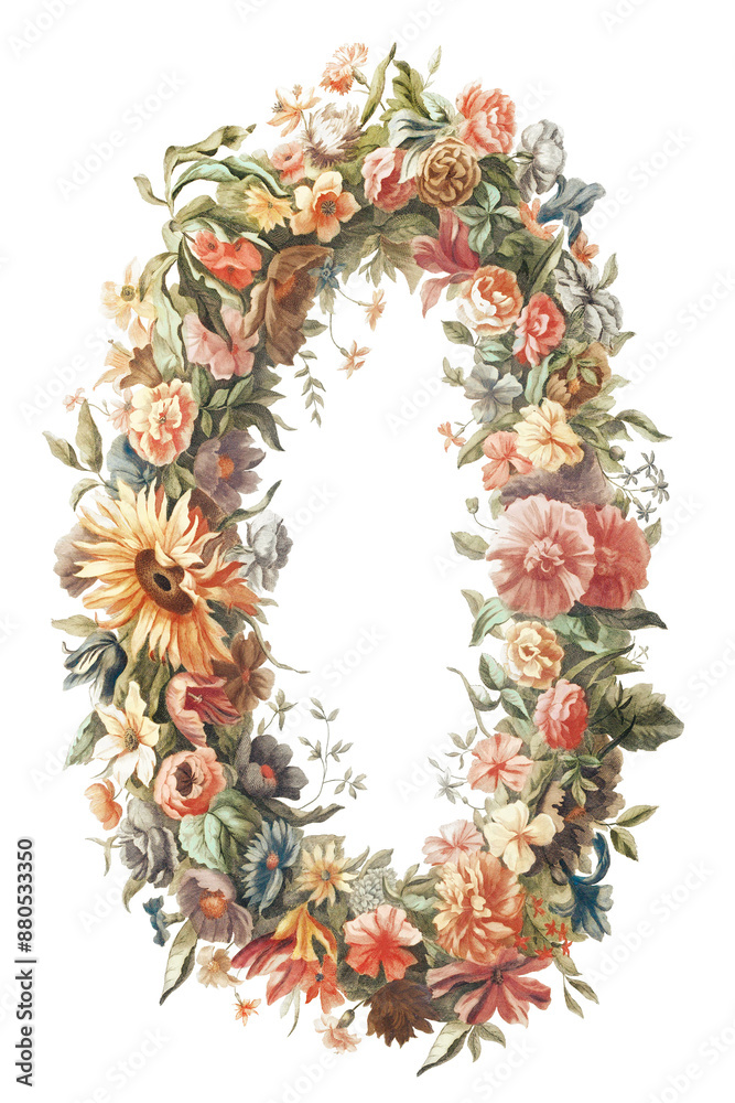 Poster Png floral wreath sticker vintage frame