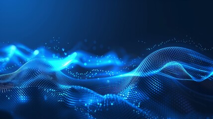 Corporate concept background with abstract wave technology and blue light digital effect
