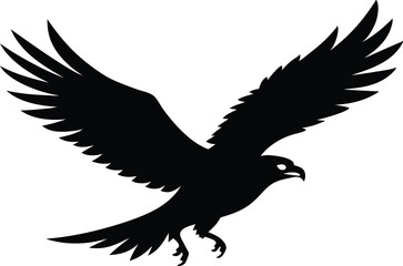 Hawk silhouette, Flying hawk bird, Hawk Bird Silhouette SVG, Eagle vector illustration
