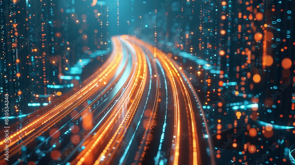 Poster concept of big data, machine learning, stock, hyper loop, virtual reality, and high-speed networks s