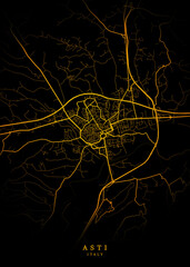 Asti City Map Poster Minimalist - Asti City Modern Wall Art Home Decor Ready to Printable	
