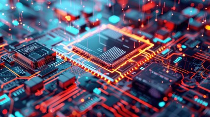 Obraz premium Neon Circuit Board