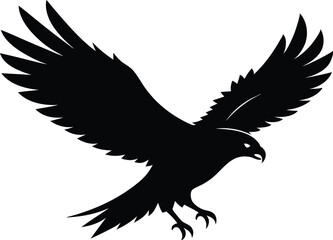 Hawk silhouette, Flying hawk bird, Hawk Bird Silhouette SVG, Eagle vector illustration
