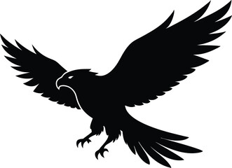 Hawk silhouette, Flying hawk bird, Hawk Bird Silhouette SVG, Eagle vector illustration
