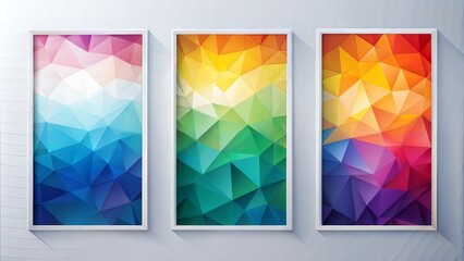 Obraz premium set of three vertical poster, Minimal Geometric Shapes, isolated on white background