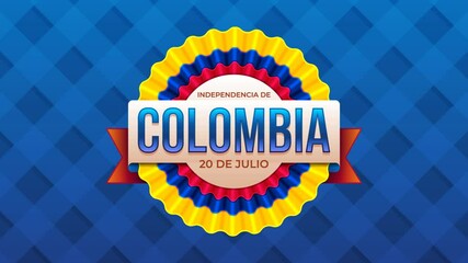 Colombia Independence Day Animation text with waving flags and fireworks in the background. Colombia Independence day Celebrations, Ceremonies, Festivals, greetings, and banners.