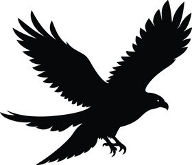 Obraz premium Hawk silhouette, Flying hawk bird, Hawk Bird Silhouette SVG, Eagle vector illustration 