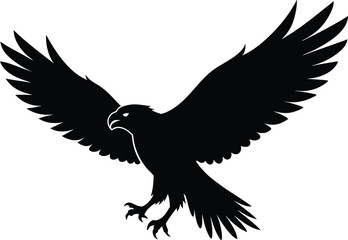 Hawk silhouette, Flying hawk bird, Hawk Bird Silhouette SVG, Eagle vector illustration
