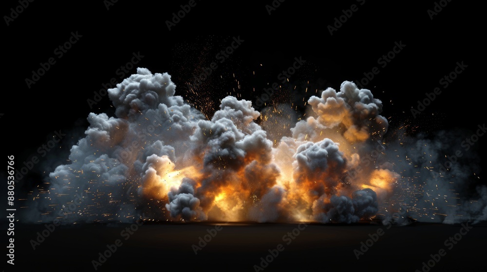 Canvas Prints The background of the explosion is realistic, there is a big boom, and there is a realistic fire explosion