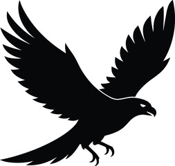Hawk silhouette, Flying hawk bird, Hawk Bird Silhouette SVG, Eagle vector illustration

