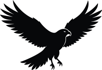 Hawk silhouette, Flying hawk bird, Hawk Bird Silhouette SVG, Eagle vector illustration
