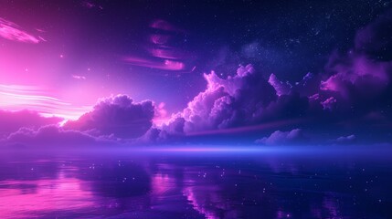 Fototapeta premium A bright blue light in the dark, featuring futuristic retro, zen minimalism, posters, cycloramas, and neon lights