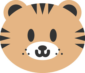 Cute Tiger Face Vector Graphic