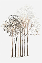 Fototapeta premium An abstract painting of some trees in the forest with neutral colors