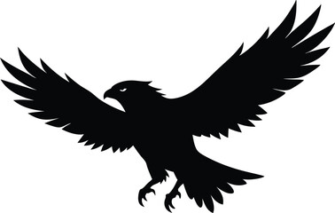 Obraz premium Hawk silhouette, Flying hawk bird, Hawk Bird Silhouette SVG, Eagle vector illustration 