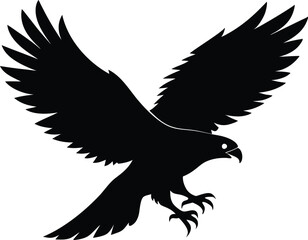 Hawk silhouette, Flying hawk bird, Hawk Bird Silhouette SVG, Eagle vector illustration
