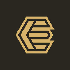 Polygon monoline alphabet logo template design