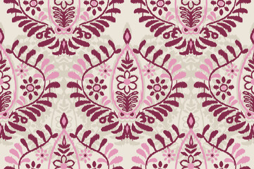 Motif ethnic handmade beautiful Ikat art. Ethnic abstract floral seamless pattern on background art. folk embroidery, Peruvian, Indian, Asia, Moroccan, Turkey, and Uzbek style. Aztec geometric art.