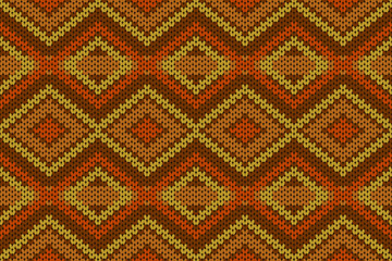 Cotton rhombus argyle knit texture geometric vector seamless. Rug knitwear fabric print. Winter seamless knitted pattern. 