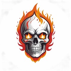 skull head in fire effect logo artwork