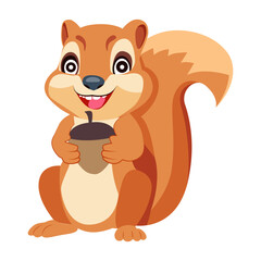 A flat icon of squirrel eating acorn

