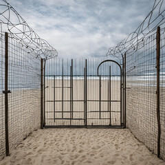 Wire fence to the beach enterance
