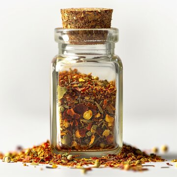 A glass spice jar filled with paprika isolated on   054 jar, food, glass, isolated, spice, white, dry, bottle, herb, cooking, ingredient, kitchen, pepper, tea, container, medicine, pot, brown, propoli